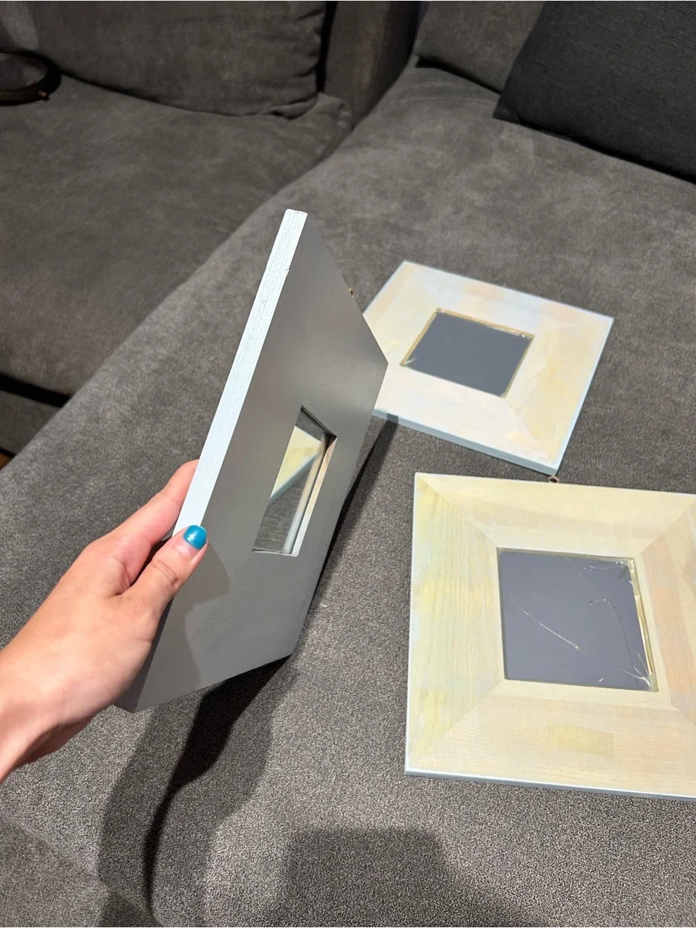 Set of 3 White Square Wall Mirrors - Contemporary Home Wall Decor (10in X 10in)